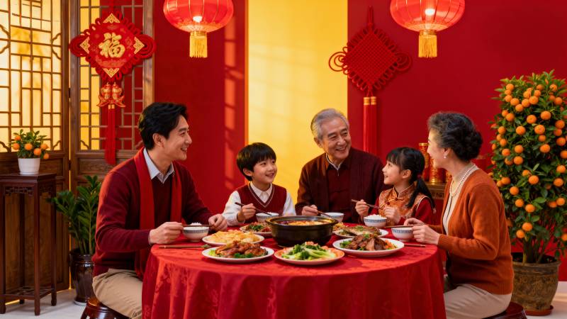 团圆年夜饭 喜庆迎新春图片