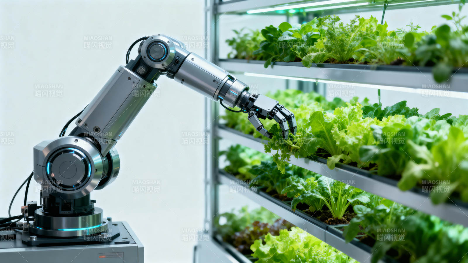 机器人照料垂直农场绿植图片
