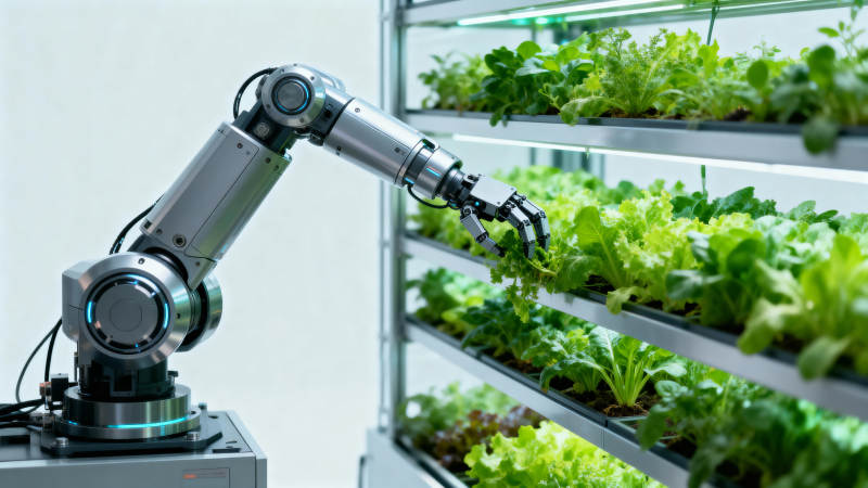 机器人照料垂直农场绿植图片
