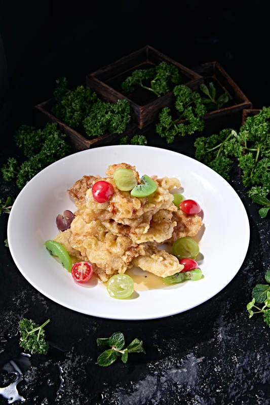 传统东北名菜糖醋干炸锅包肉图片