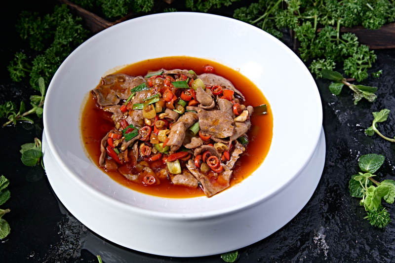 美味湘菜爆辣双椒煨大刀猪肝片图片