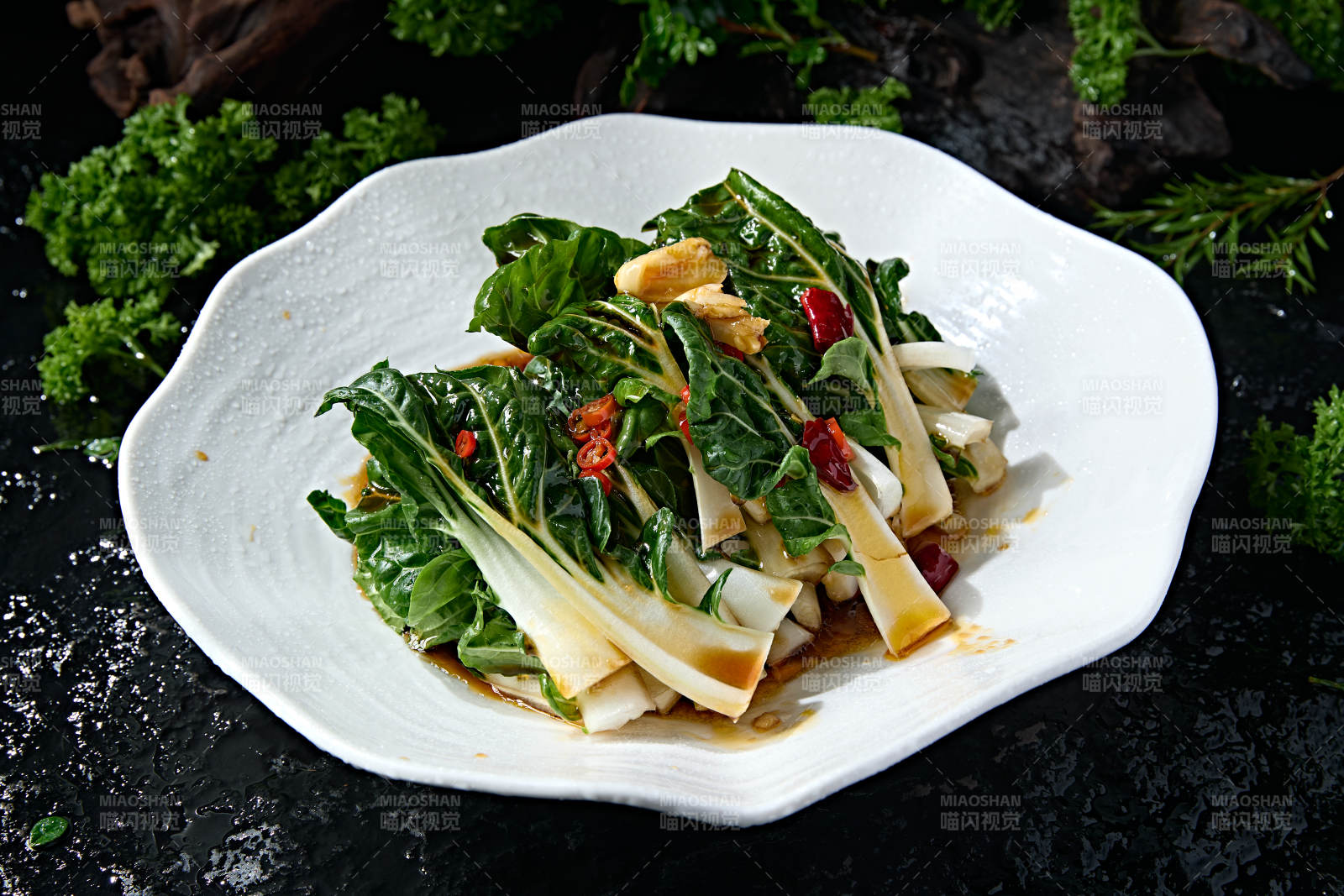 蒜子米椒素炒奶白菜小白菜图片