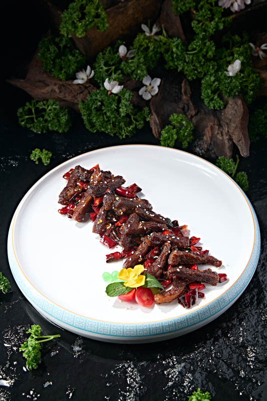 川味美食香辣米椒干煸牛柳图片