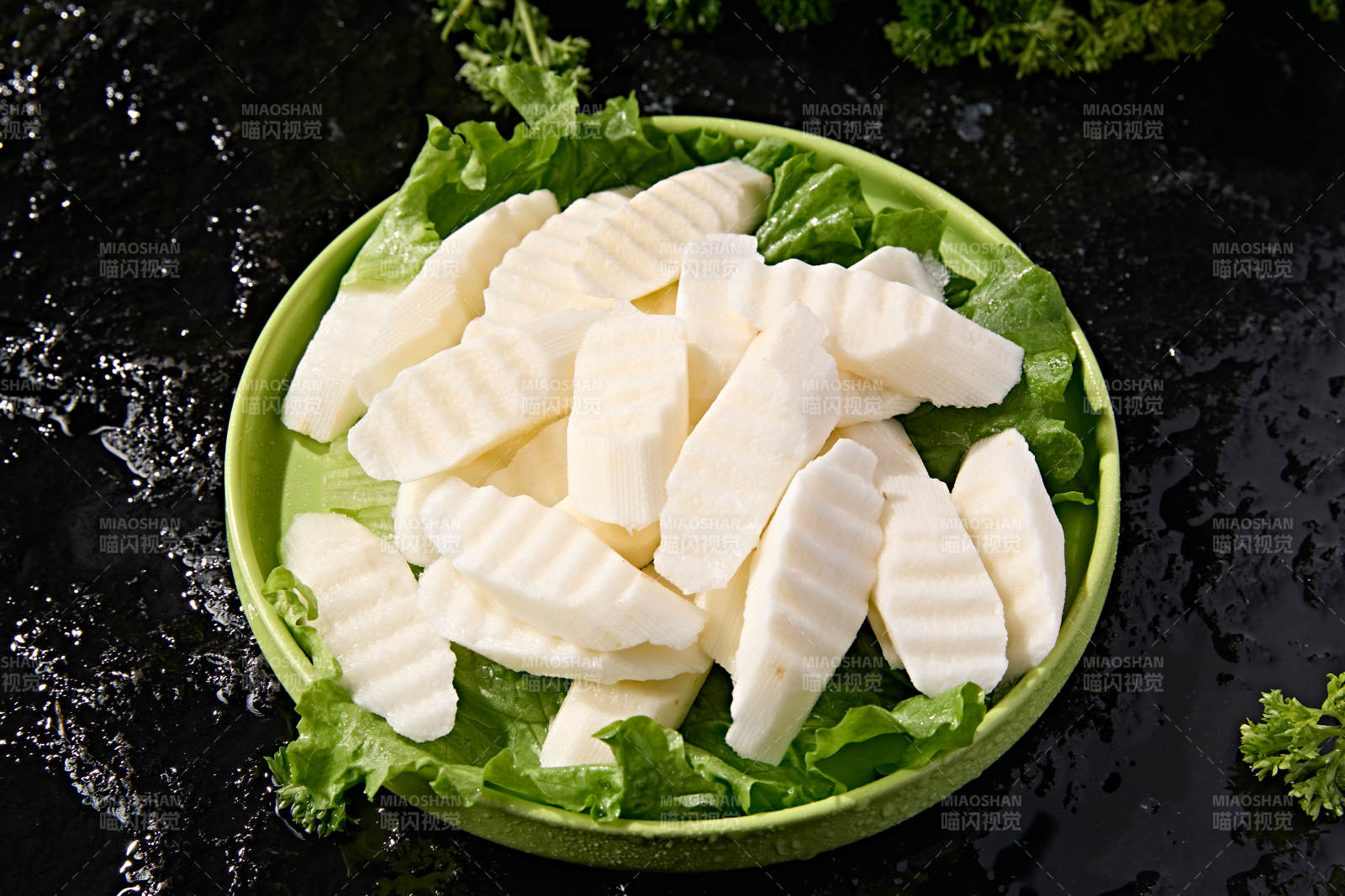 火锅涮煮根茎食材去皮波纹切铁棍山药图片