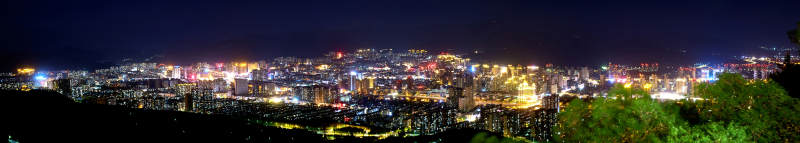 河北省张家口市八角台山顶俯瞰城市全景图片