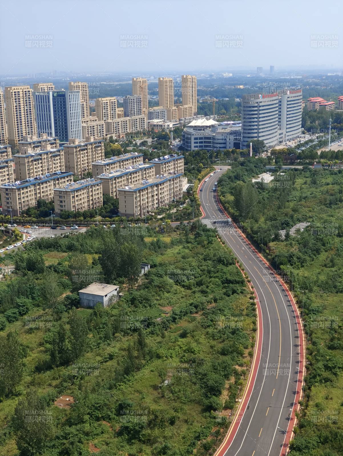 城市绿道蜿蜒穿林间图片