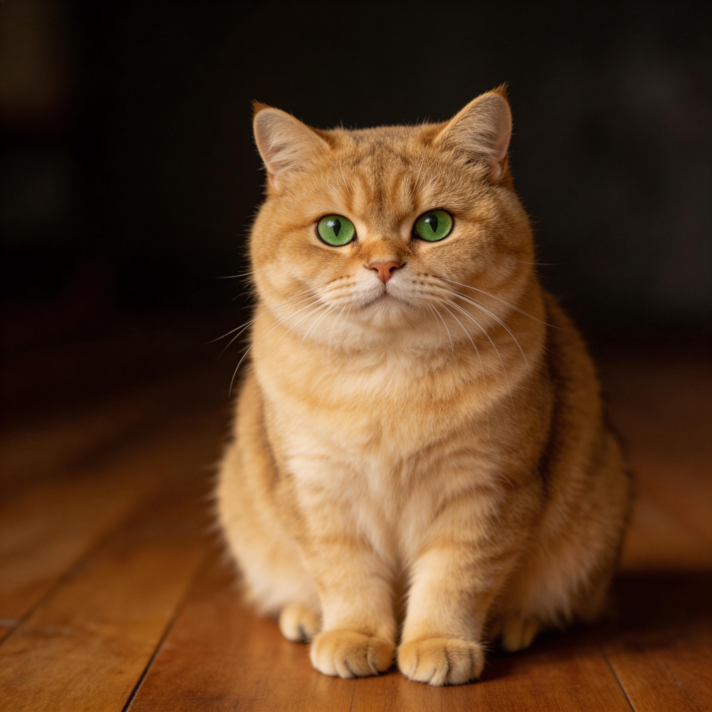 金渐层绿眼萌猫坐木地板图片