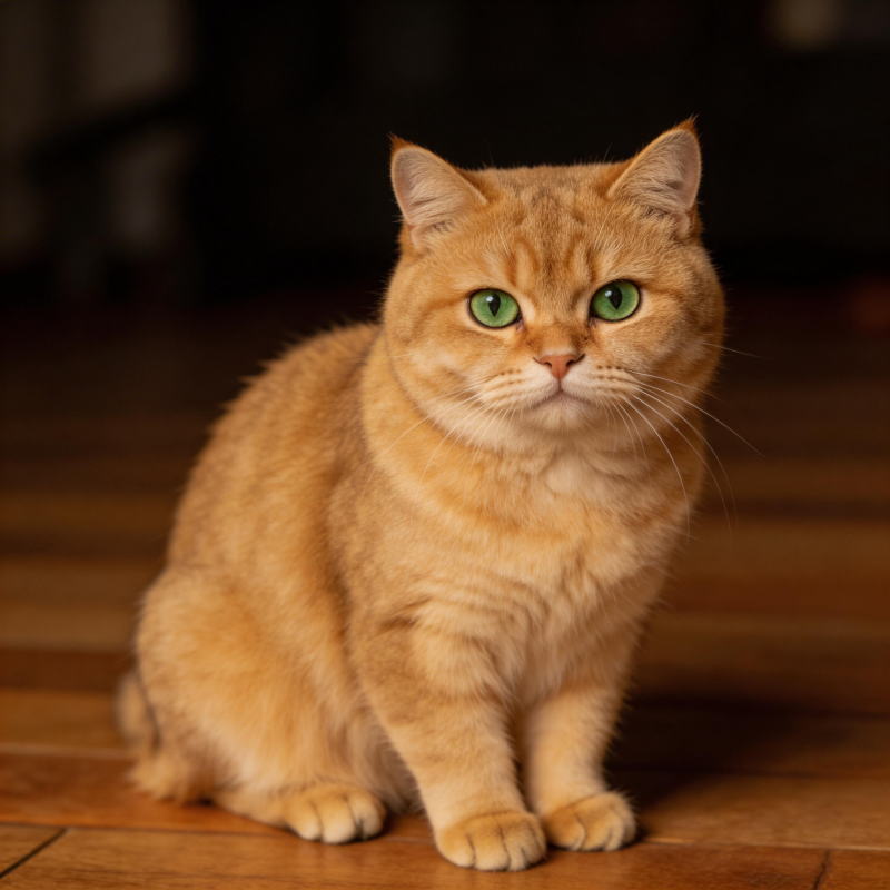 金渐层绿眼萌猫坐木地板图片