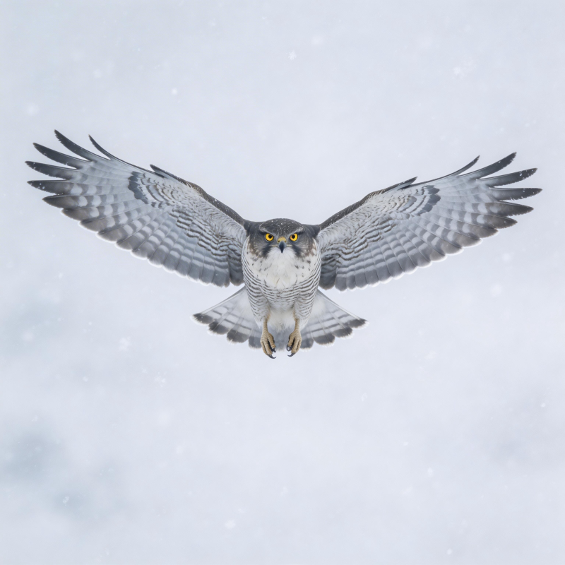 雪空鹰展翅 锐目破寒云图片