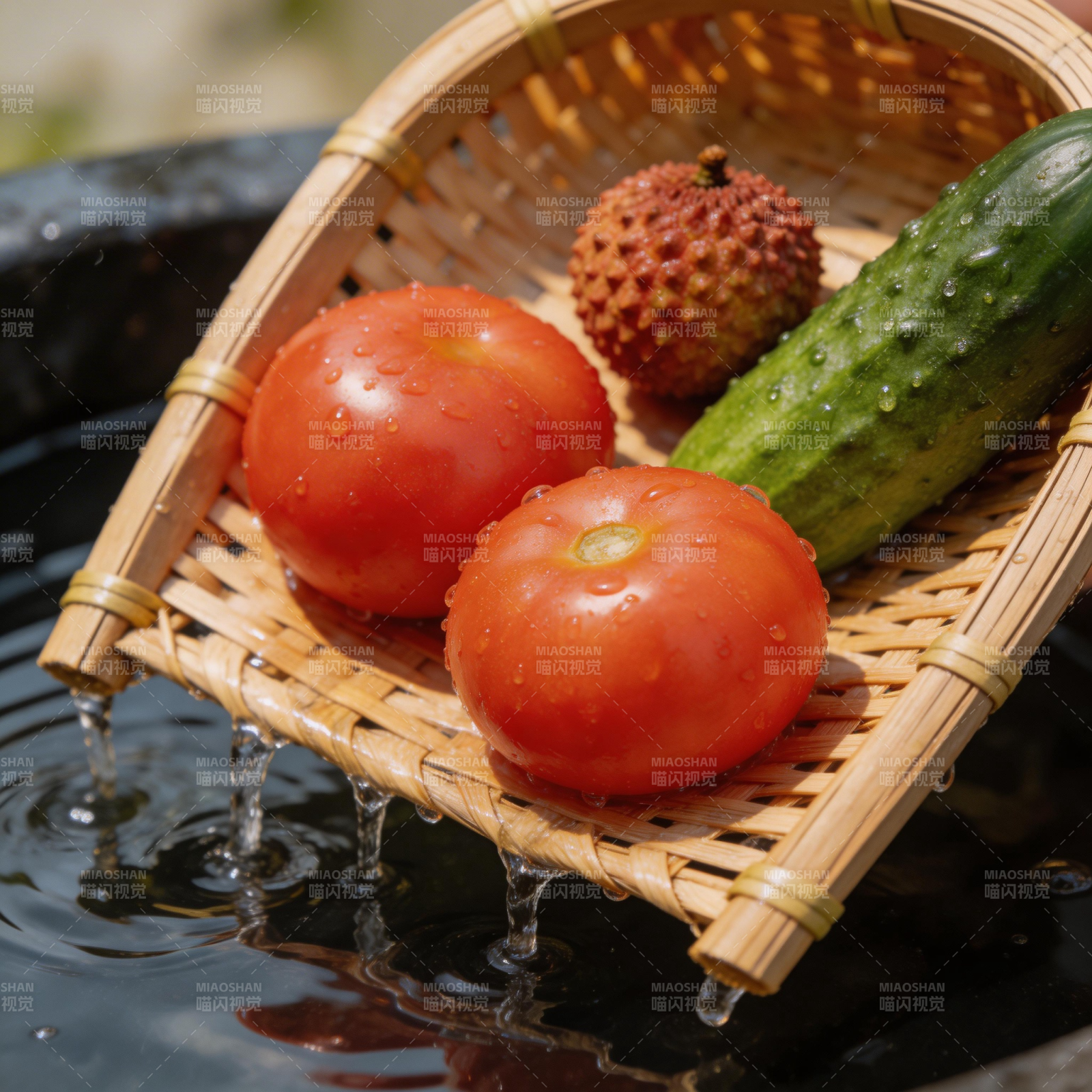 竹篮洗菜 水珠滴落图片