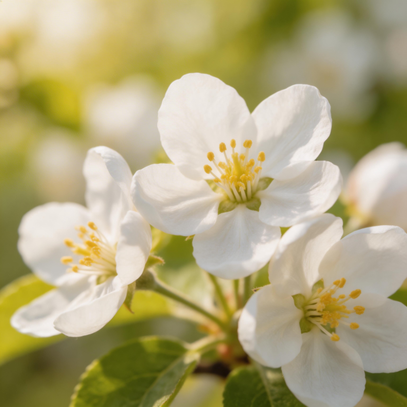 春日白花绽放 金黄花蕊点缀图片