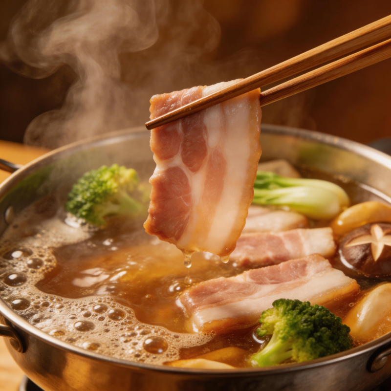 热气腾腾的火锅涮肉片图片