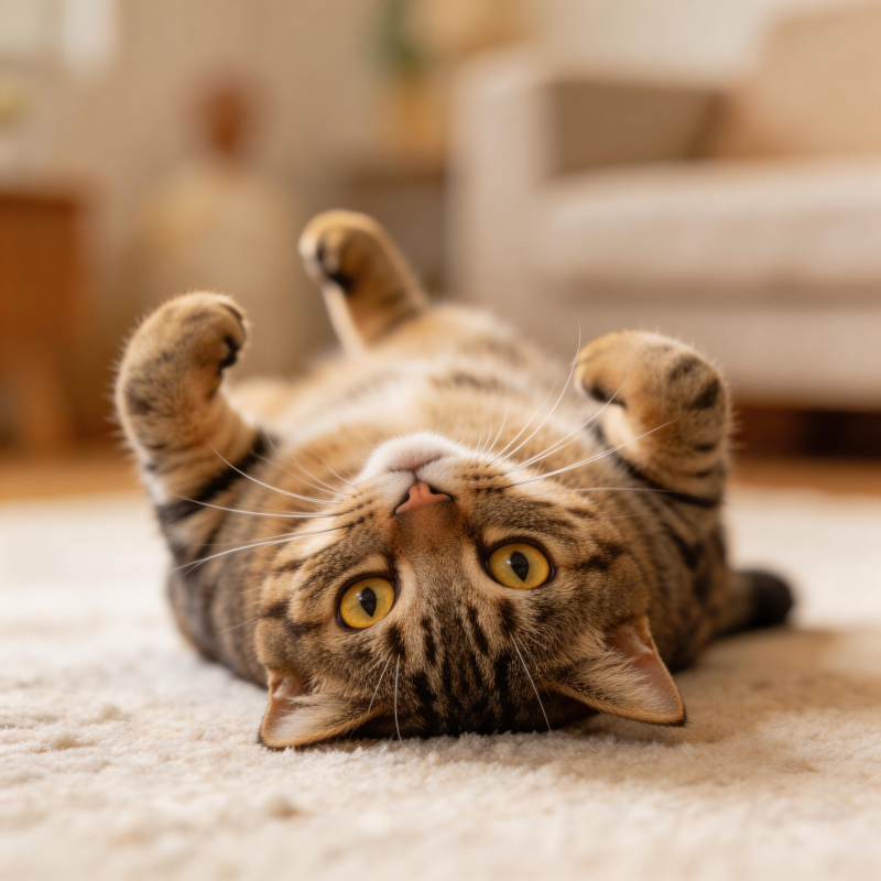 猫咪仰躺 萌态十足图片