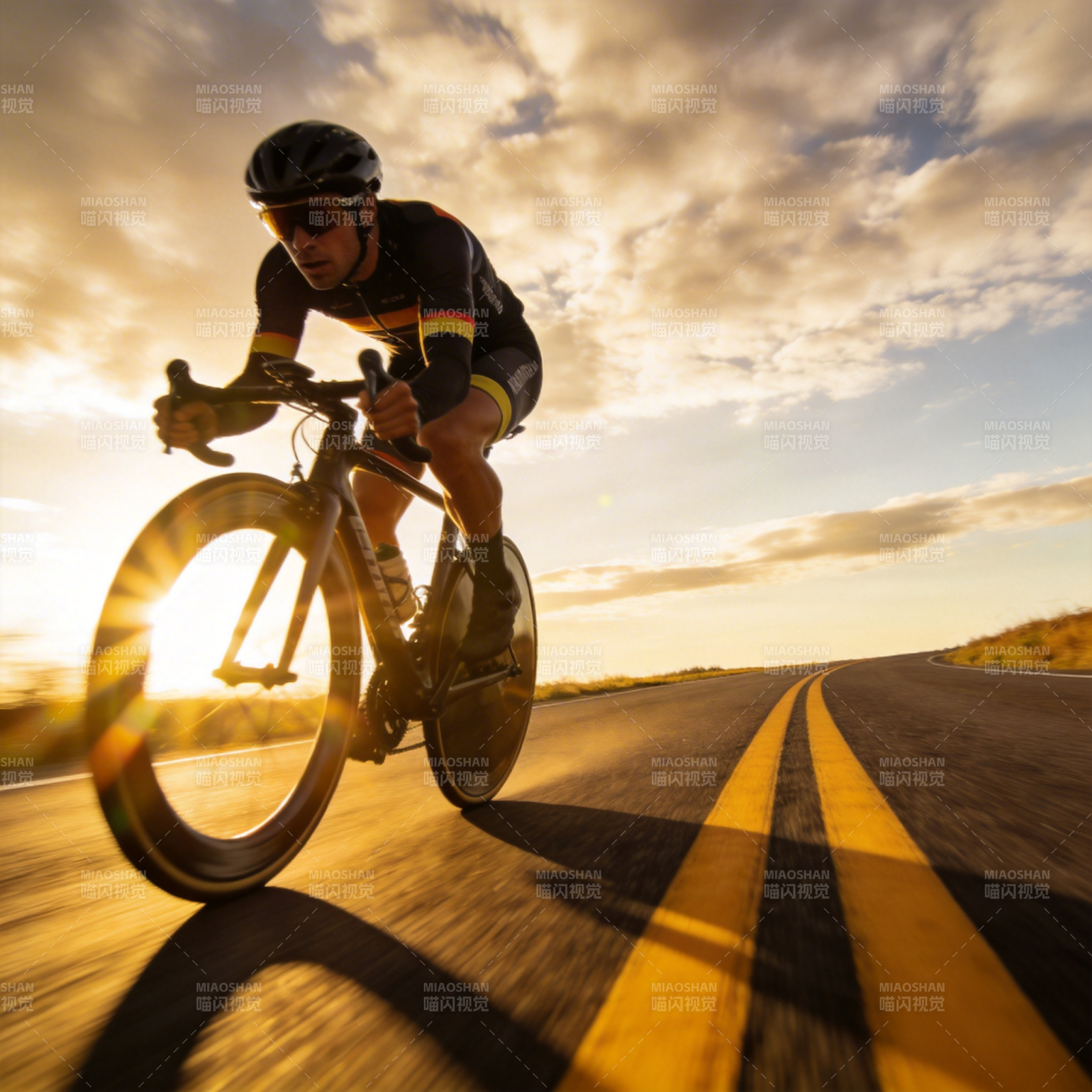 夕阳骑行 风驰电掣图片