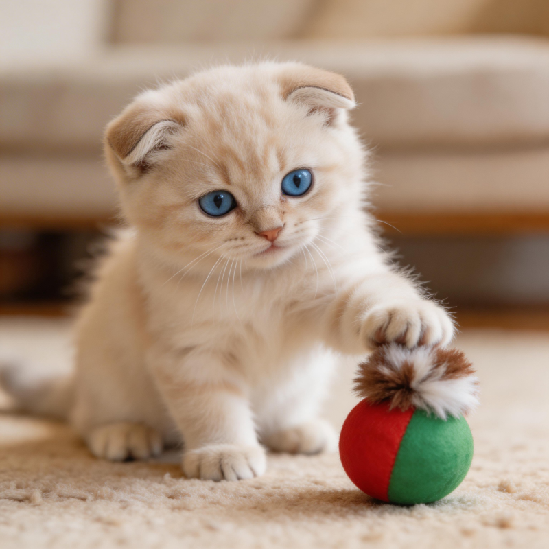 蓝眼小猫玩彩球图片