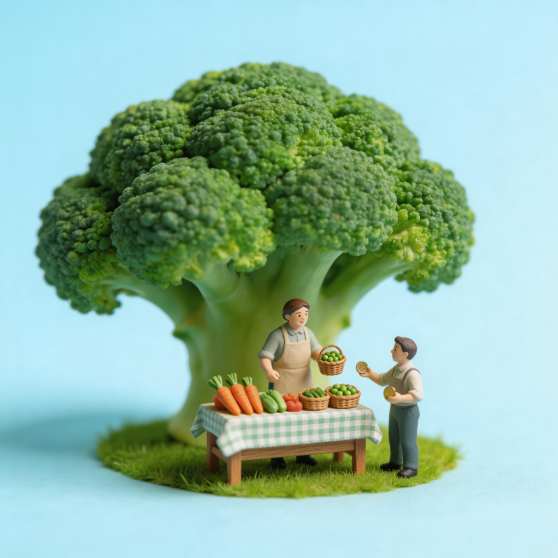 西兰花树下的小市集图片