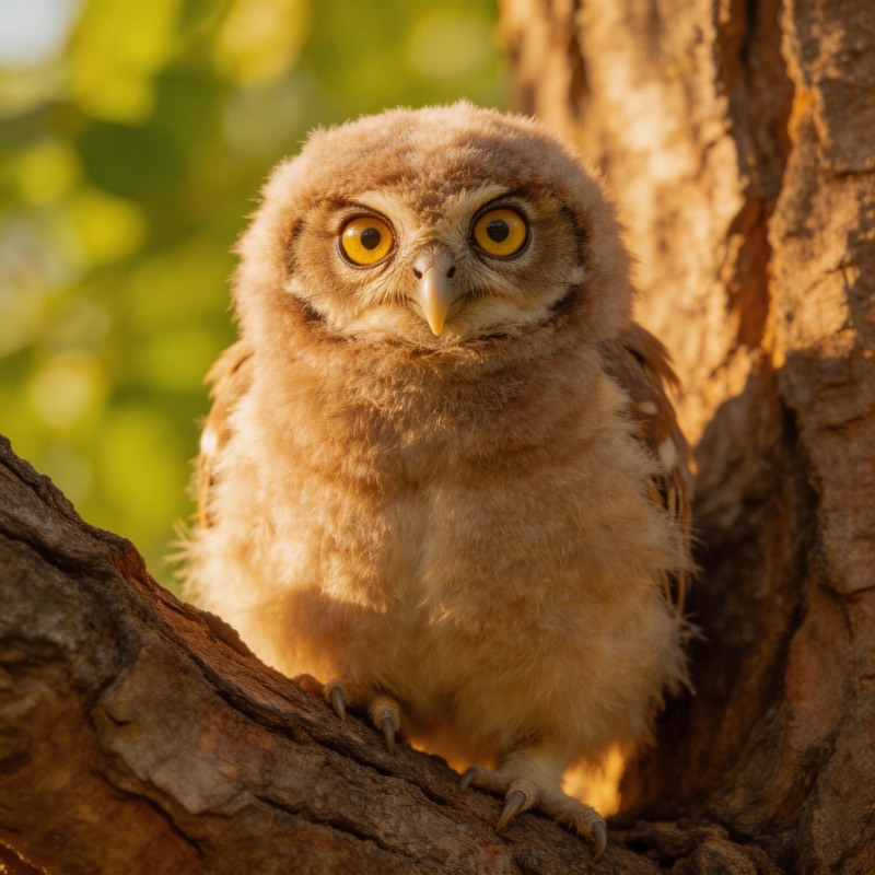 树洞萌 Owl 金瞳暖光中图片