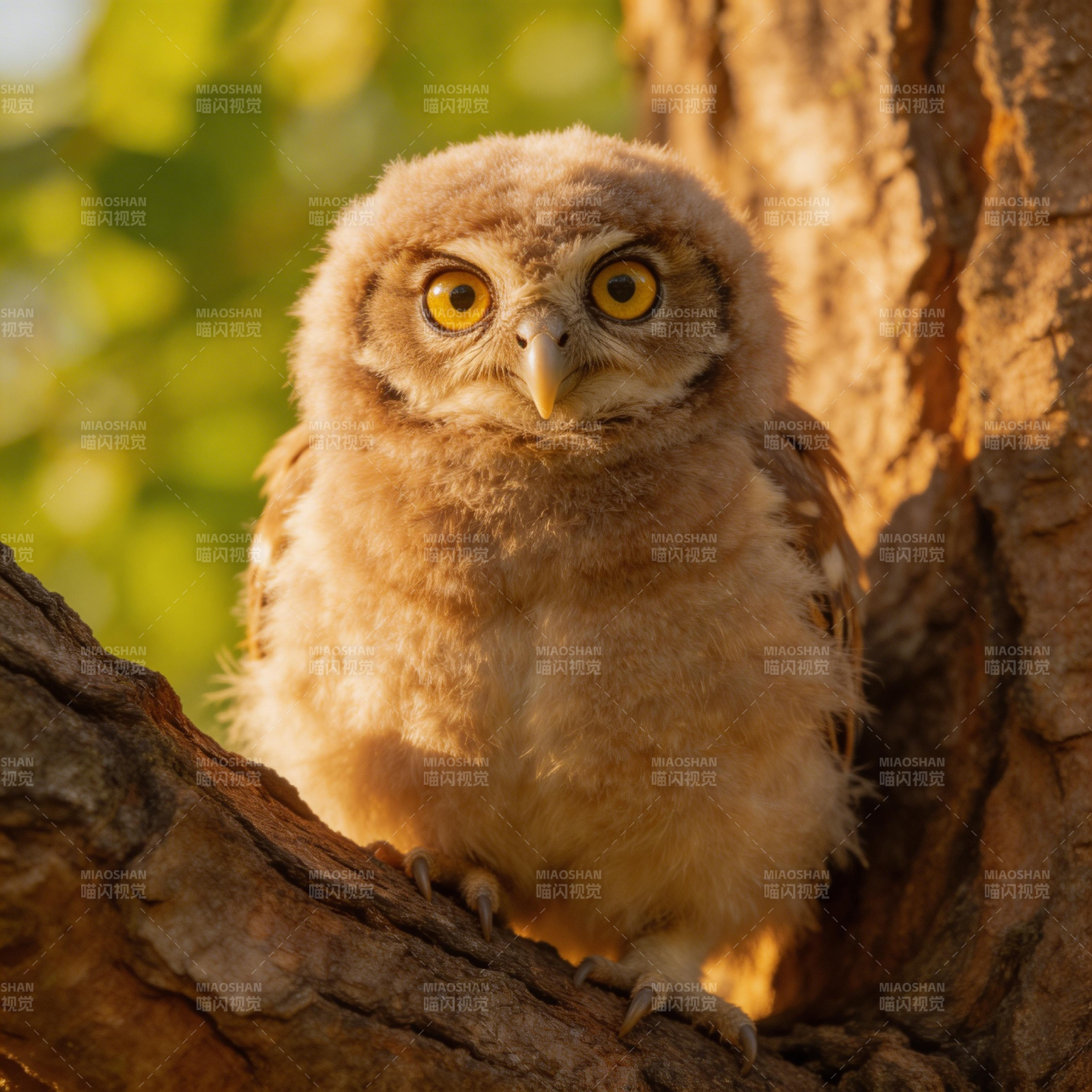 树洞萌 Owl 金瞳暖光中图片