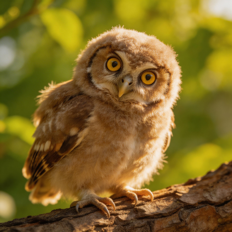 萌 Owl 栖息枝头 金瞳映绿荫图片