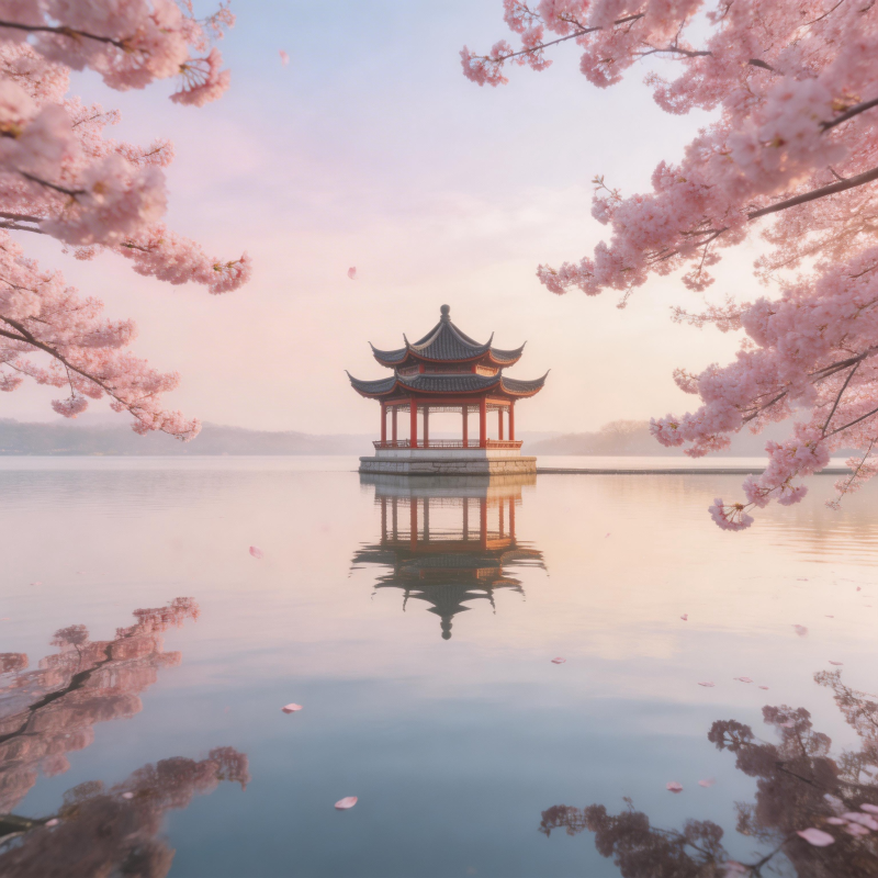 樱亭映水 春梦如画图片
