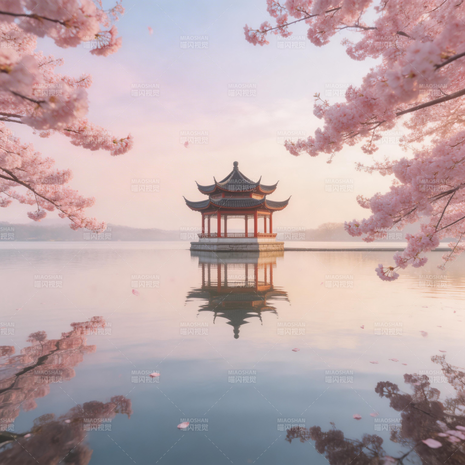 樱亭映水 春梦如画图片