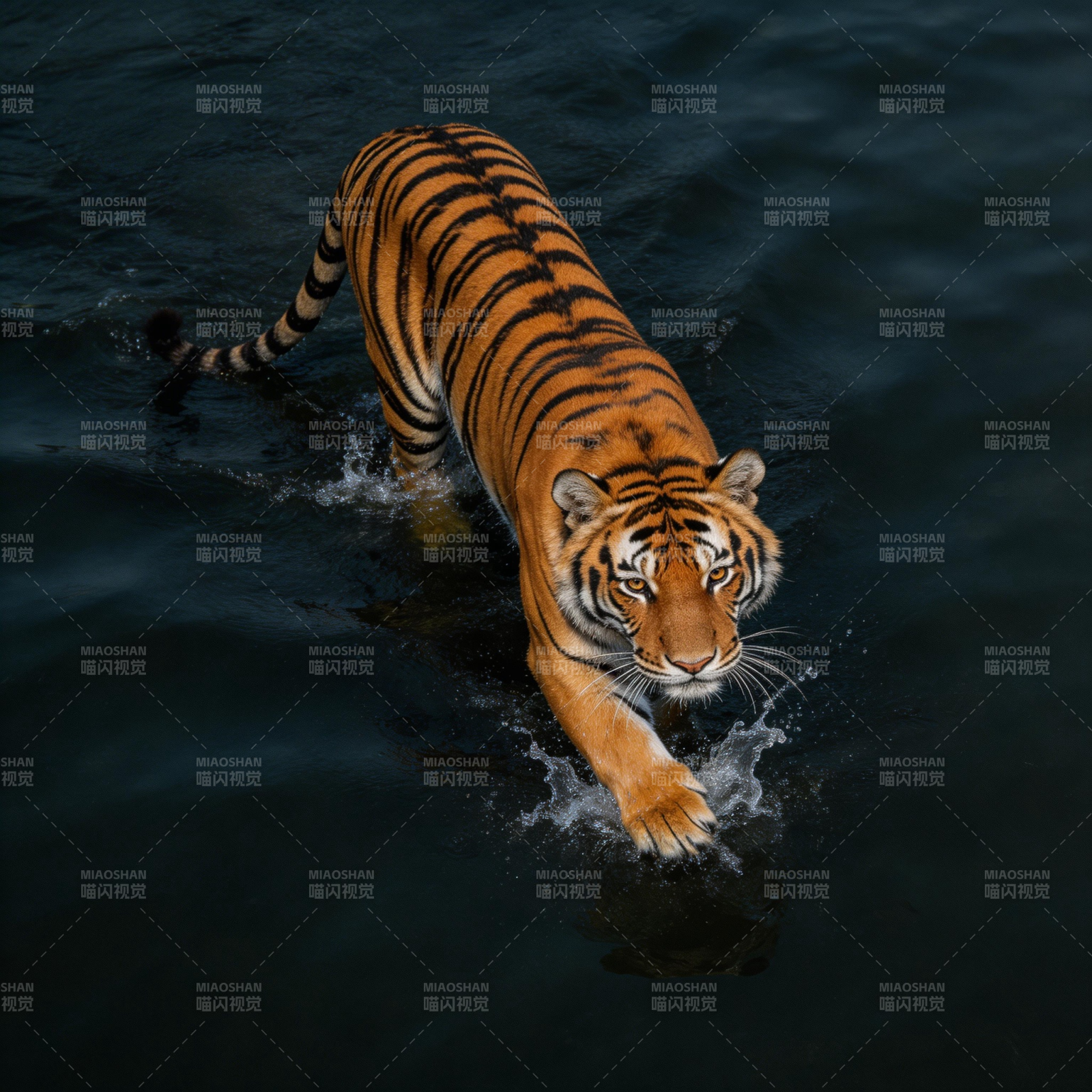 猛虎渡水 威势逼人图片