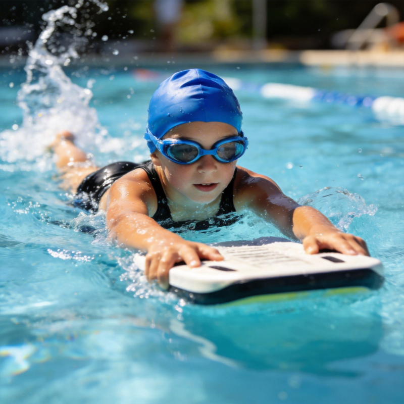 儿童泳池训练 专注划水前行图片