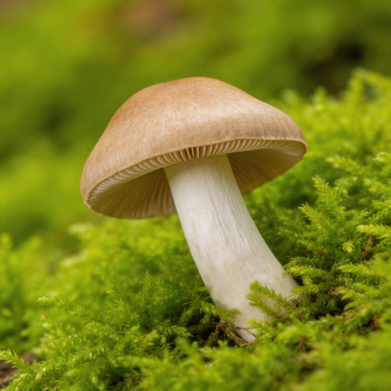 苔上孤菇 静默生长图片