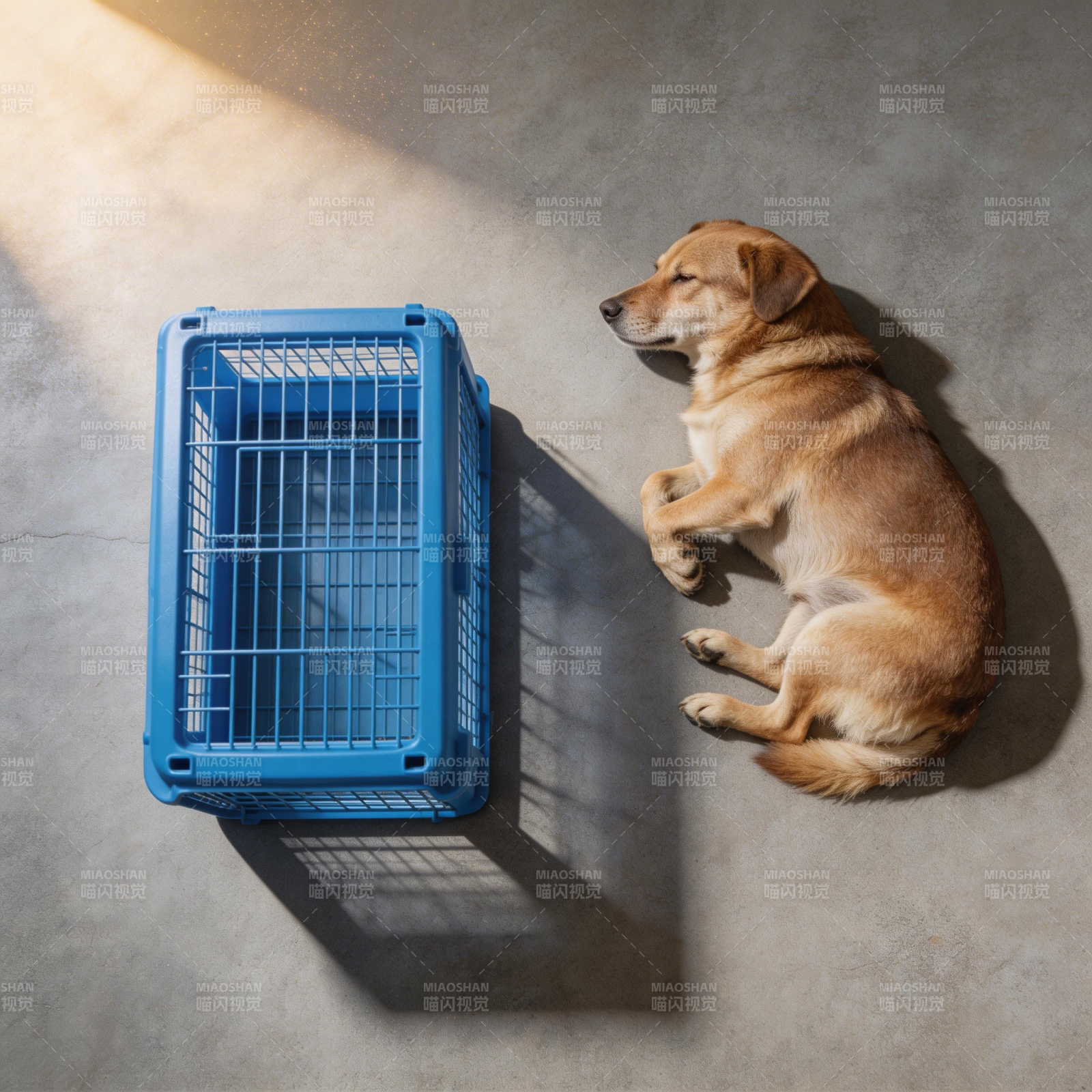 狗与蓝笼 静享阳光图片