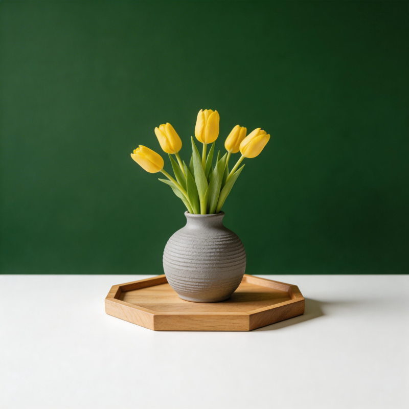 黄 tulip 绿墙静物美图片