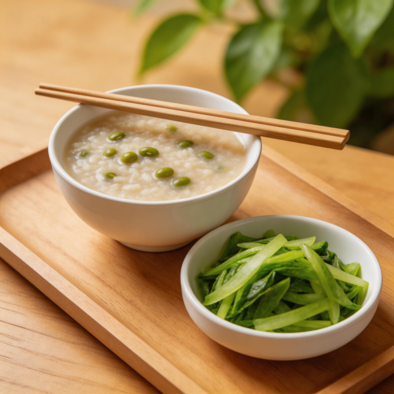 青豆粥配清炒时蔬图片