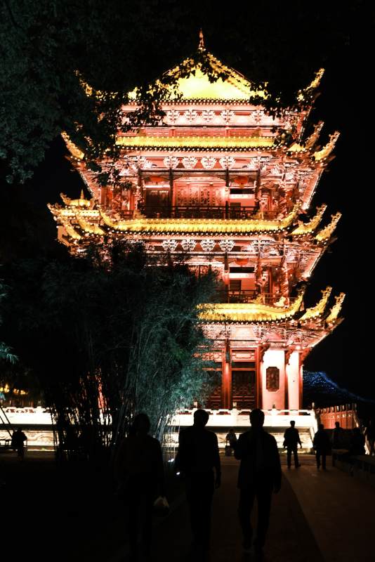 夜映古塔 流光溢彩图片