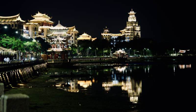 夜映古建 水光楼影共辉煌图片