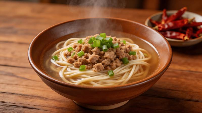 热腾腾肉末葱花面图片