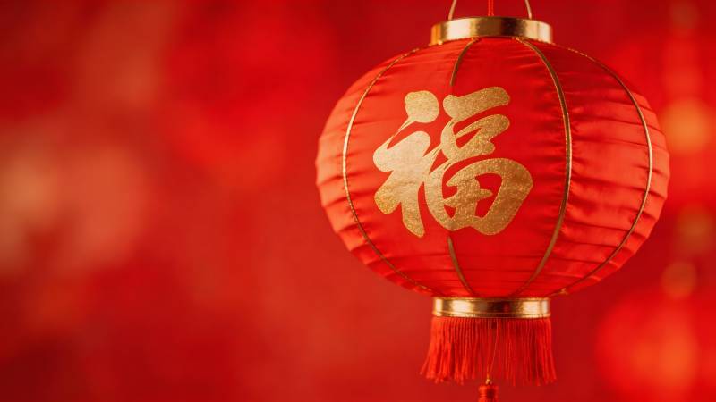红灯笼映福字 年味浓图片
