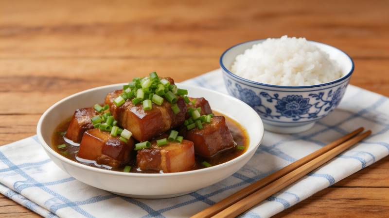 红烧肉配白饭 香浓下饭图片