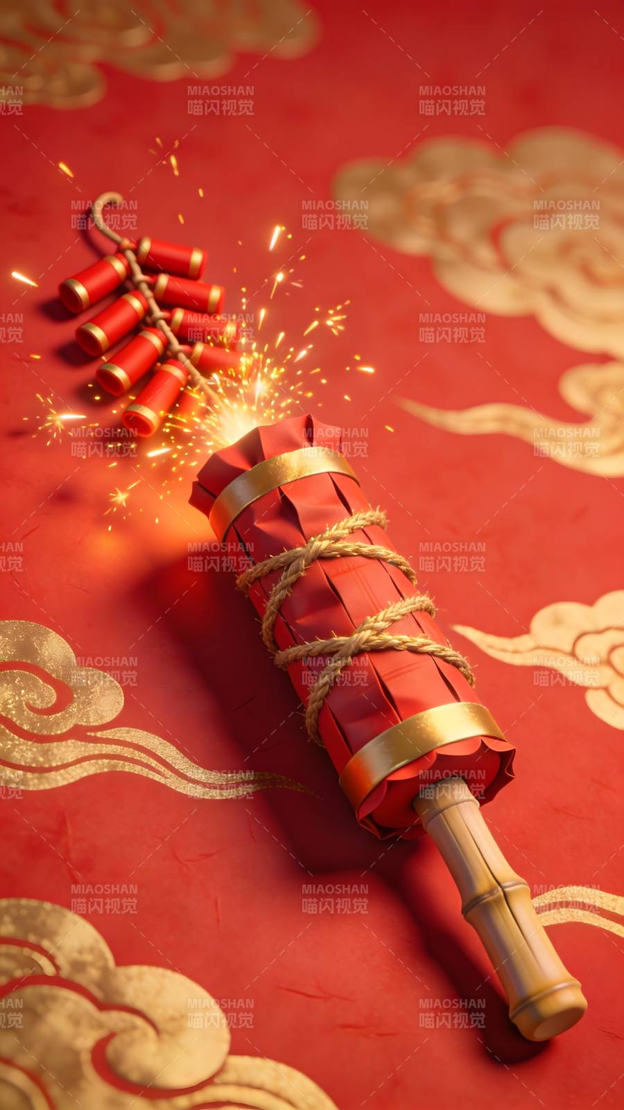 红金爆竹迎新春图片