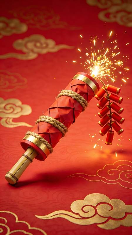 红金爆竹迎新春图片