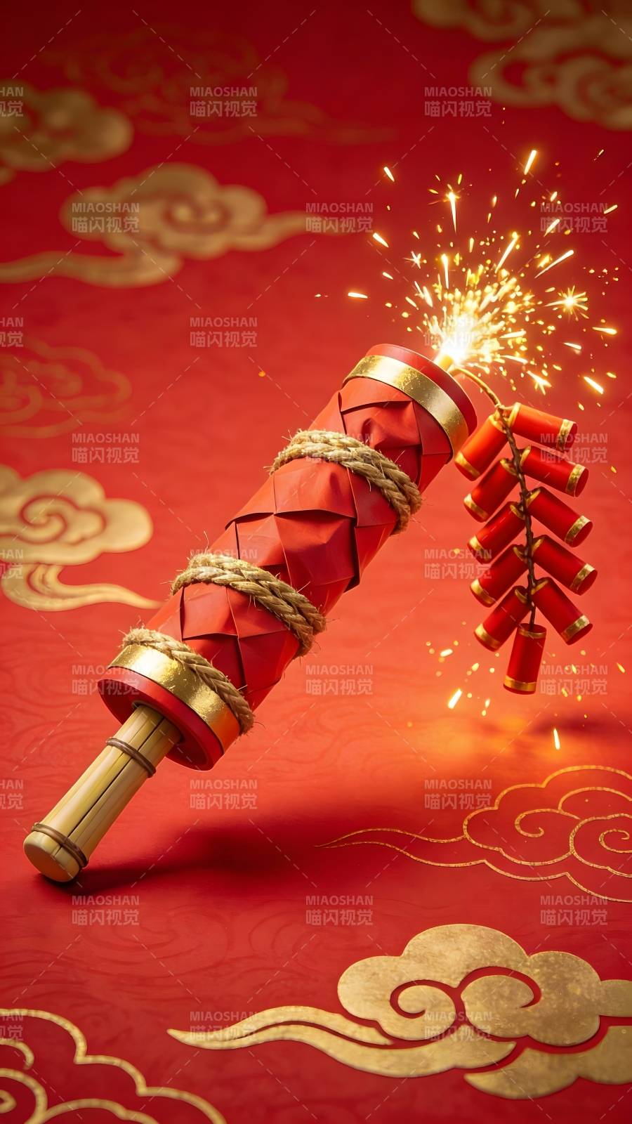 红金爆竹迎新春图片