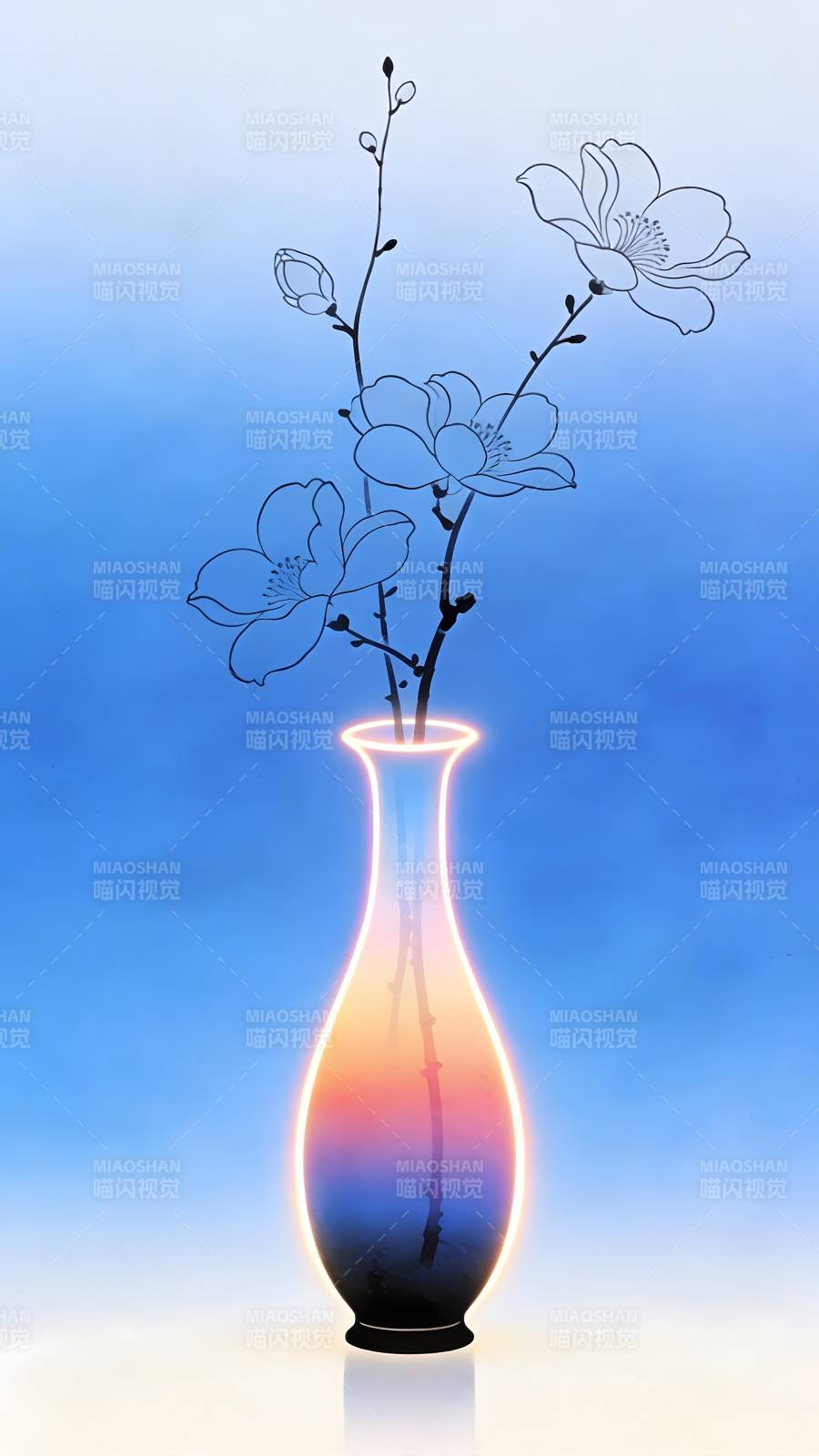 蓝韵花影 光瓶幽香图片