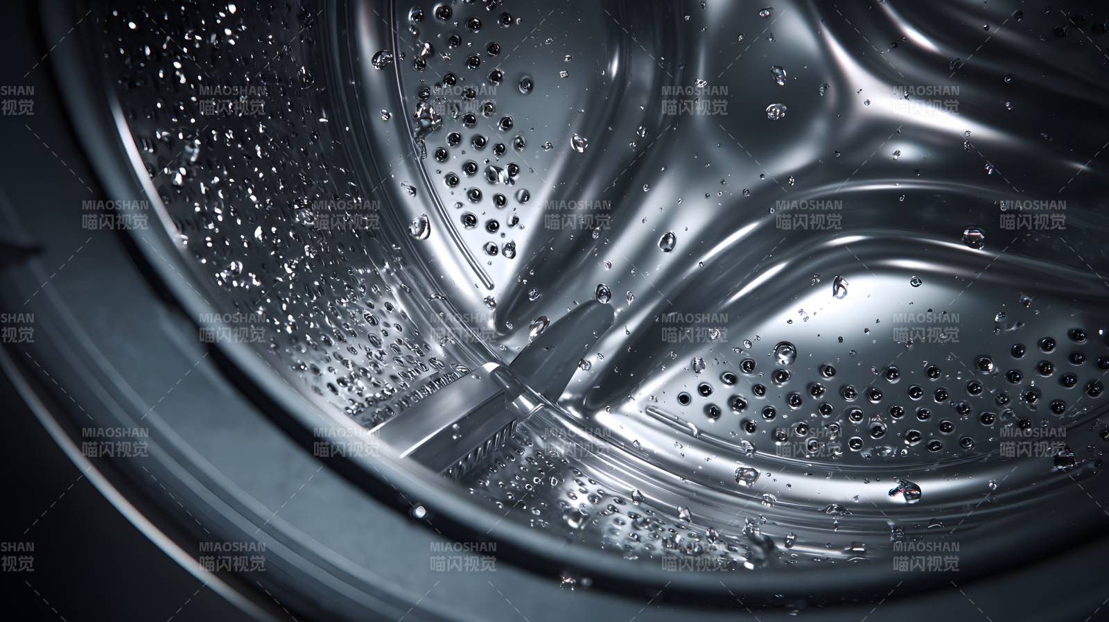 洗衣机内筒水珠特写图片