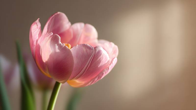 粉 tulip 温柔绽放图片