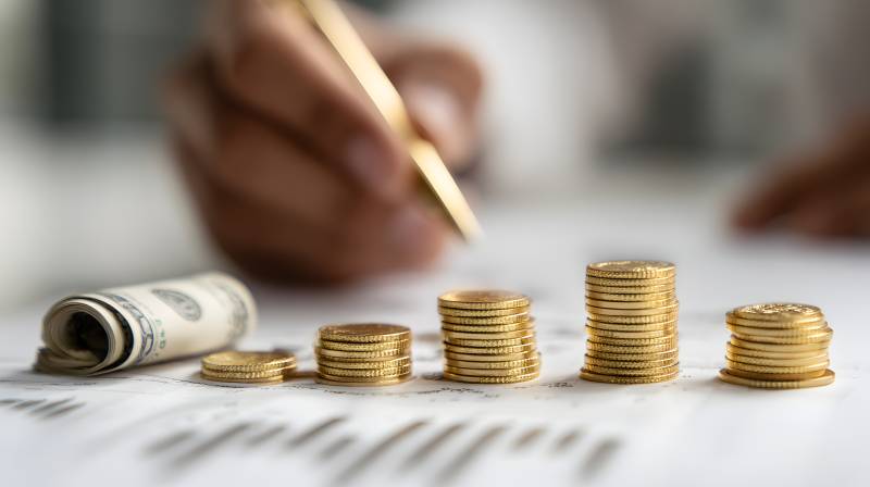 金币堆叠 财富增长中图片