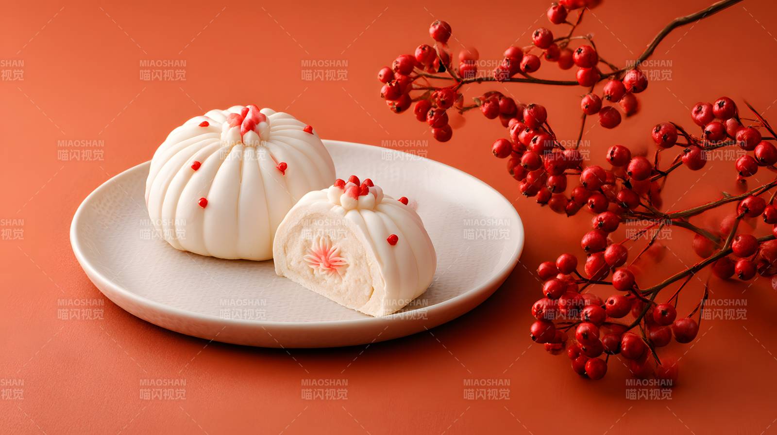 红果伴白糕 雅致中秋味图片