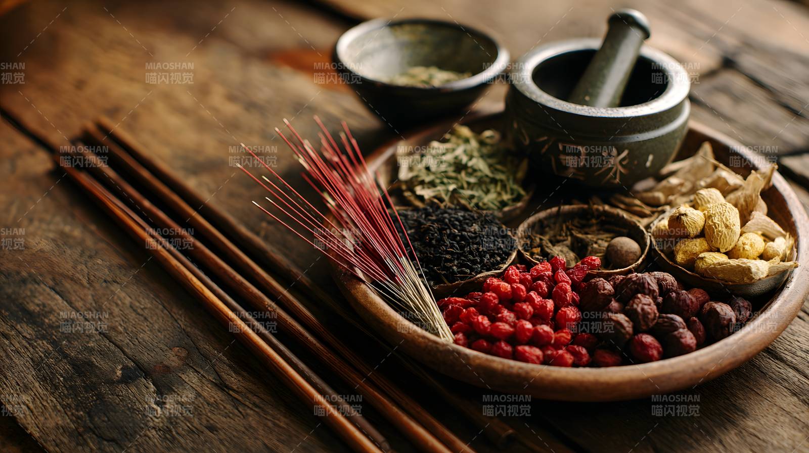 古法香料与药材静物图图片