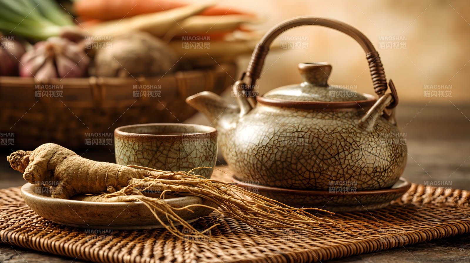 茶壶人参静物图图片