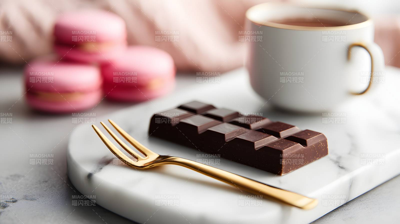 巧克力配马卡龙 下午茶时光图片