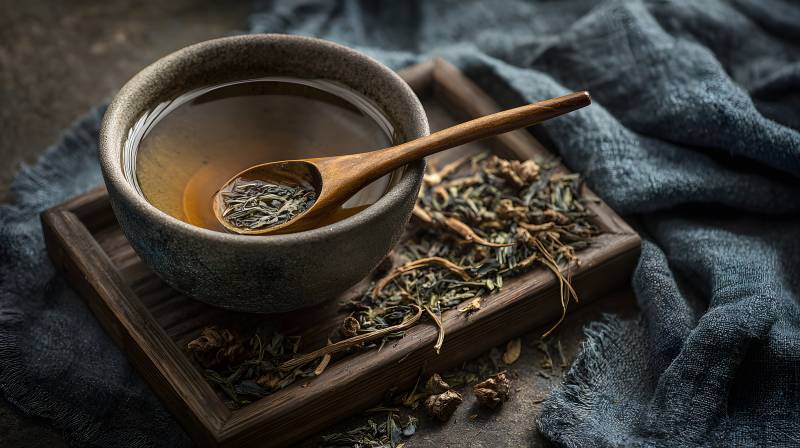 茶韵悠然 木勺轻舀香茗图片