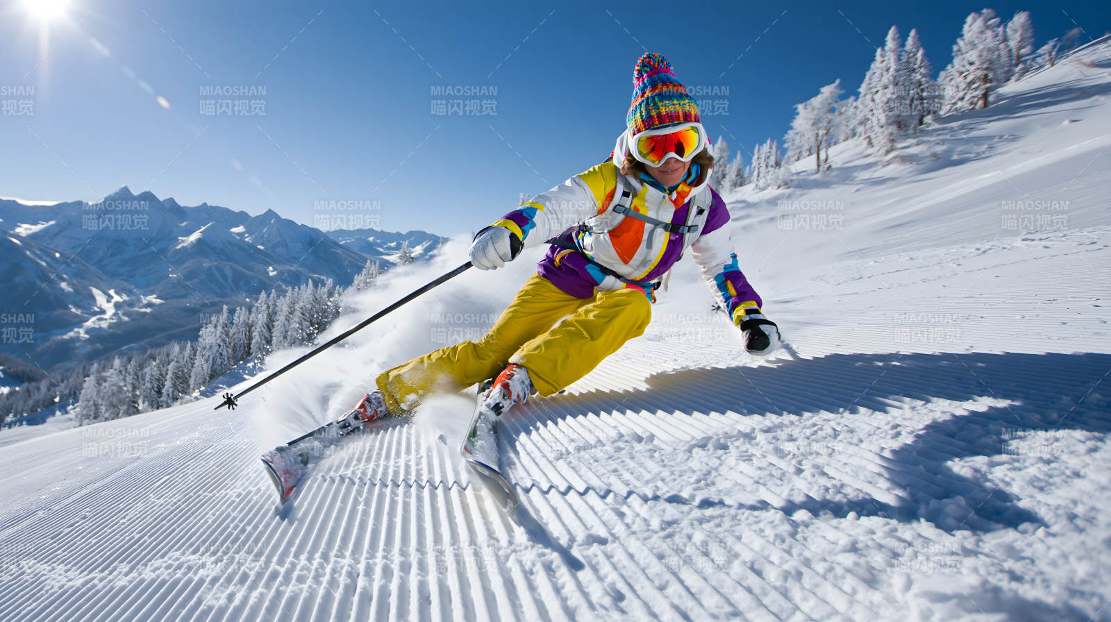 雪坡疾驰 彩衣飞扬图片