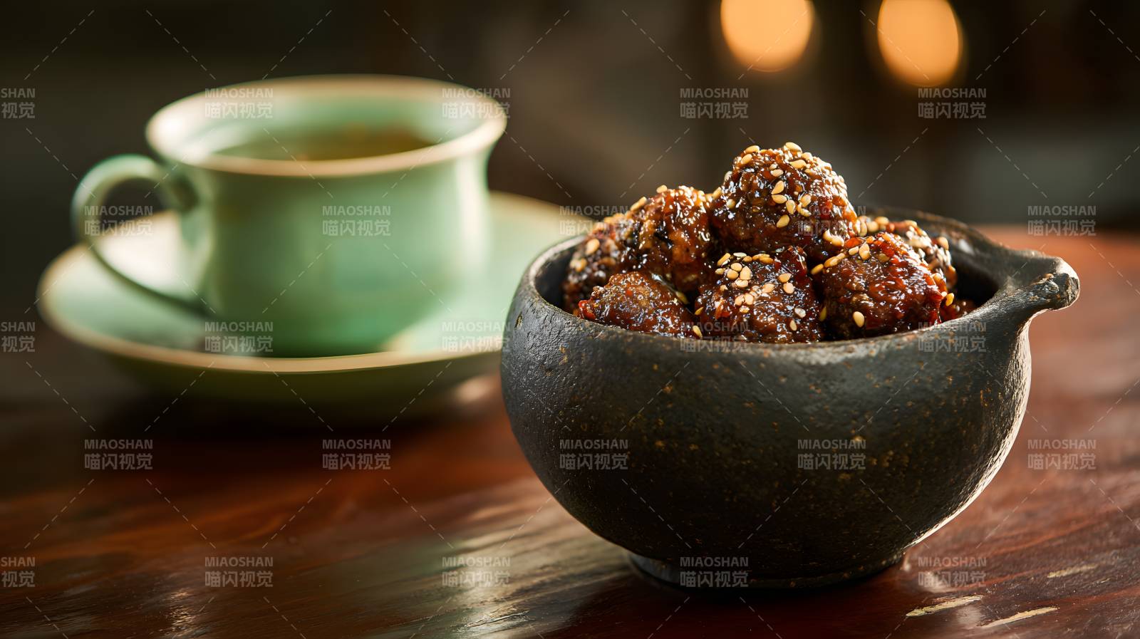 茶配芝麻球 暖香小食光图片
